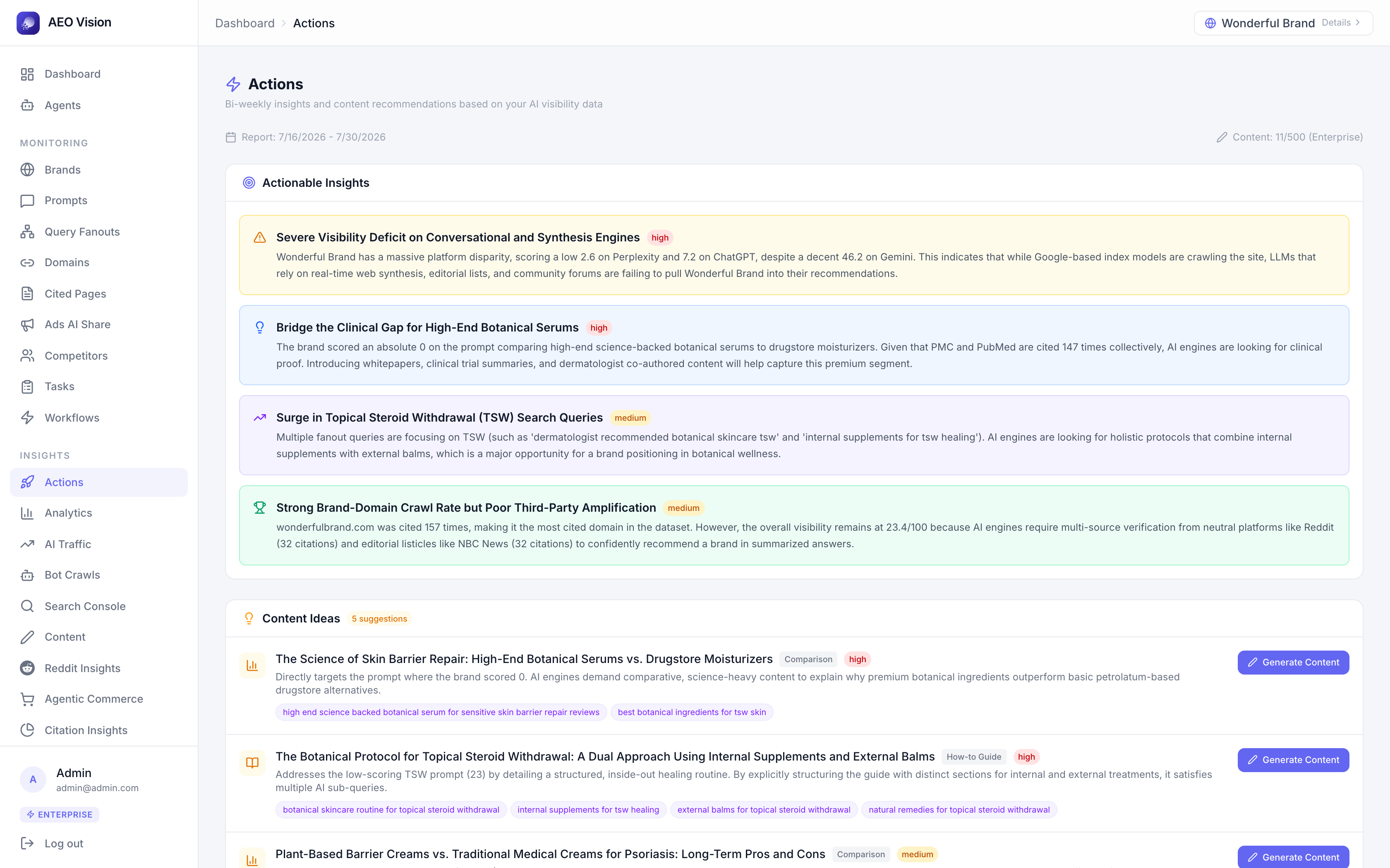 Actionable Insights